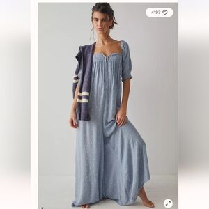 Free People Blue Relaxed Jumpsuit